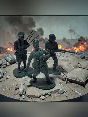 (Lot Of 3) 2" Green Army Men Infantrymen Bagpipe Player Plastic Toy Soldiers (3)